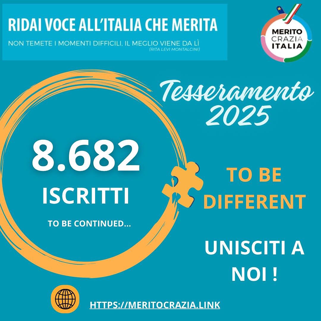 italiachemerita's tweet photo. Continuano le adesioni a Meritocrazia Italia…
Ogni settimana una crescita costante 🤩❤️🇮🇹
To be continued…
#tobedifferent
ADERISCI A MI ⬇️
https://t.co/VpyxmJELnf https://t.co/DUu1x8y5KT