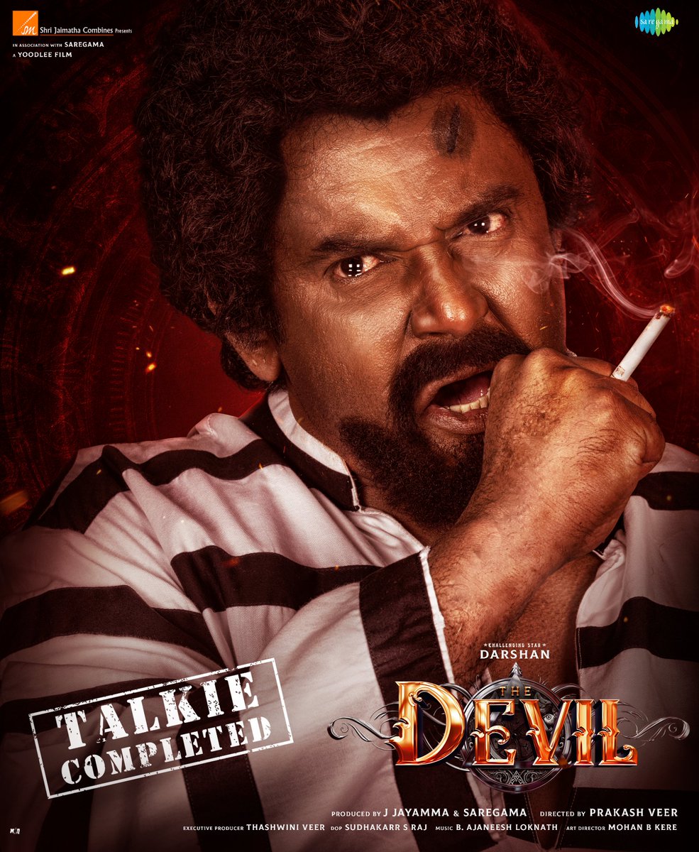 A 🔥IN THE EYES OF THE #DEVIL 
A glance and #Rebelstar #Ambareesh look from classic film #Antha echoes in <a href="/dasadarshan/">Darshan Thoogudeepa</a> ’s gaze — a tribute in itself.
#Devil may yet stir the silence.
Despite the #challenges, the #Challengingstar stayed true and committed to his craft, and he