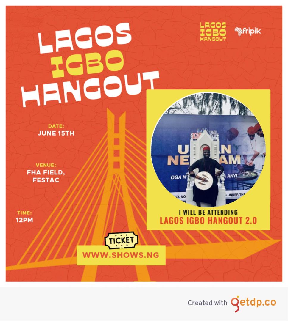Today is our LAGOS GENERAL RALLY for the #LagosIgboHangout you are likely to see us in your neighbourhood and street.

Pls show some love and dance to our ogene.