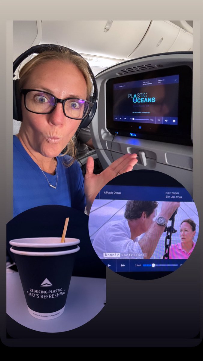 theislandwriter's tweet photo. “REDUCING PLASTIC
THAT’S REFRESHING”

Epic branding, @Delta!

There was NO PLASTIC on our flight &amp; the film selection was ON POINT feat. my mentor &amp; partner, Bonnie, of @PlasticOcean🎉

BRAVO, BRAVO👏 

#5amwritersclub #writingcommunity #kidlit #author #plasticocean #ocean #clifi https://t.co/q607utdGSb