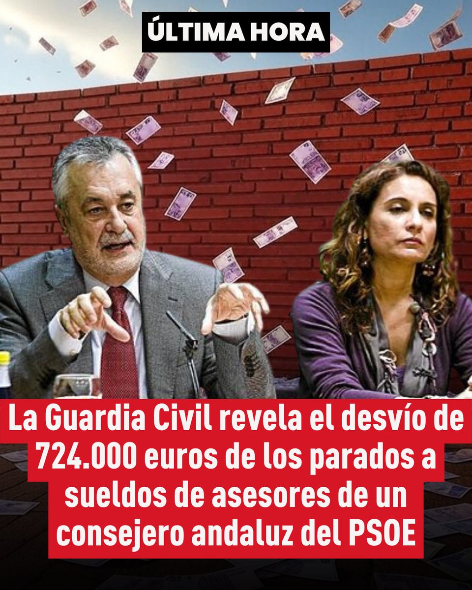 🔴 ULTIMA HORA | La Guardia Civil revela el desvío de 724.000 euros de los parados a sueldos de asesores de un consejero andaluz del PSOE.

#AndalucíaNoOlvida