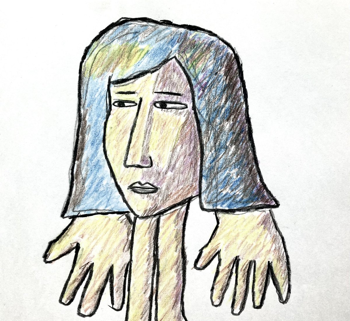 #アート #イラスト #art  #arte #色鉛筆画　 #色鉛筆 #drawing #illustration #oc 

"a face of distrust(信用していない顔)"