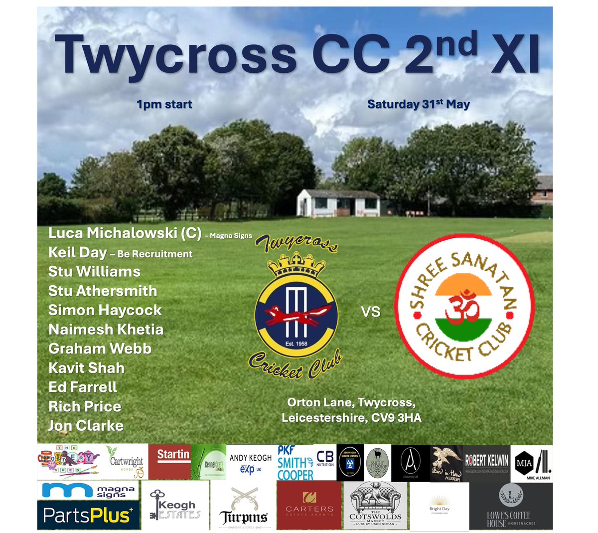 Twycross CC (@twycrosscc) on Twitter photo **Team News**
Both teams looking to bounce back after defeats last week. Our 1st head to <a href="/BroomleysCC/">BroomLeys Cricket Club</a> 2s as our 2s host Shree Sanatan 4s
Go well boys! 🔵🟡
#TTID ✊ **Team News**
Both teams looking to bounce back after defeats last week. Our 1st head to <a href="/BroomleysCC/">BroomLeys Cricket Club</a> 2s as our 2s host Shree Sanatan 4s
Go well boys! 🔵🟡
#TTID ✊