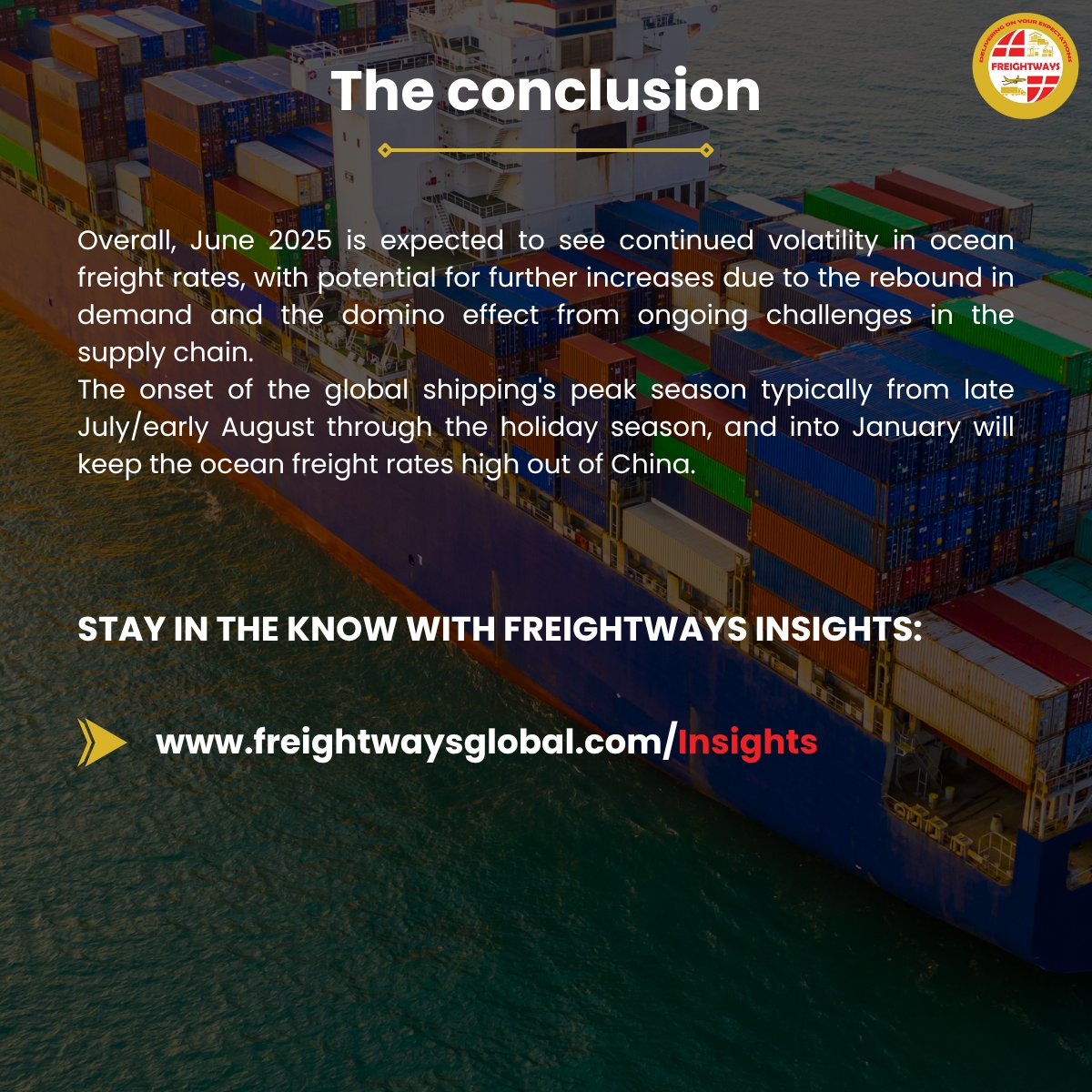 FreightwaysLtd's tweet image. 📦China Freight Rates Surge🚢
Ocean freight rates out of China are climbing fast this June, with spot prices projected to hit $8,000/FEU amid rising demand and capacity crunches. #FreightwaysGlobal #FreightUpdate #ChinaShipping #LogisticsInsights #SupplyChainSolutions