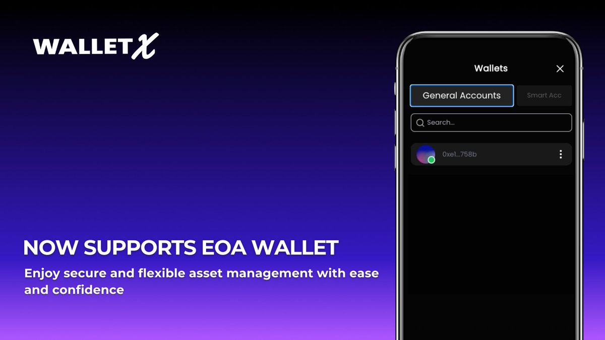 EOA wallets give YOU full control of your crypto. 

WalletX now supports them, so you manage your assets and connect to dApps with total security. 

Experience real Web3 autonomy at getwalletX.com
