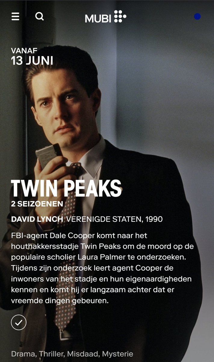 Kan ik eindelijk Twin Peaks aan mijn kinderen laten zien. Benieuwd of het nog tof is.