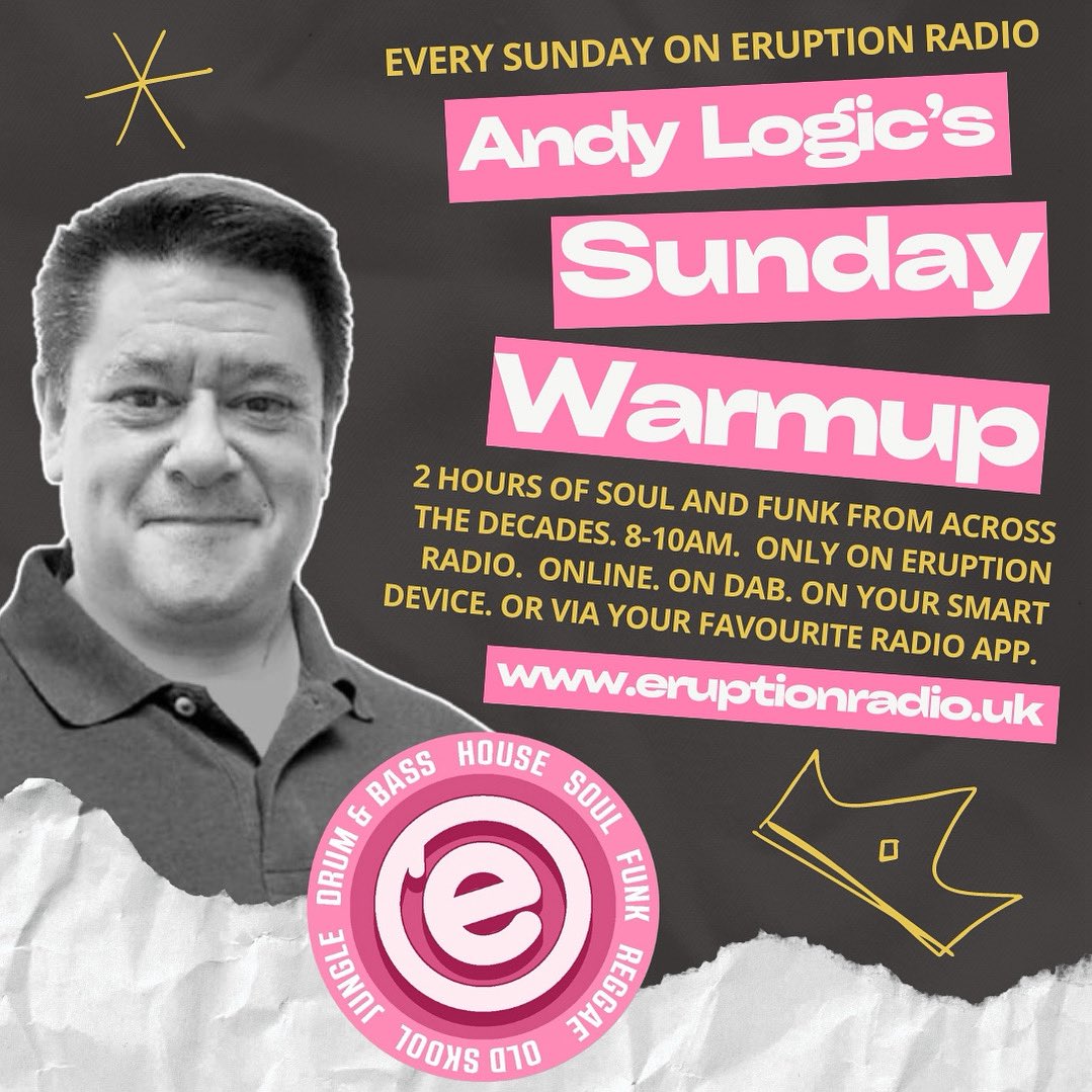 Andy Logic (@andymrlogic) on Twitter photo 8-10am tomorrow on Eruption Radio. Online. On your smart speaker. On DAB in selected areas. On your favourite radio app. Tomorrow morning a bit of rare groove moving into a bit of old skool house. Sunny tunes on the world’s happiest radio station - <a href="/eruptionradiouk/">Eruption Radio</a> 8-10am tomorrow on Eruption Radio. Online. On your smart speaker. On DAB in selected areas. On your favourite radio app. Tomorrow morning a bit of rare groove moving into a bit of old skool house. Sunny tunes on the world’s happiest radio station - <a href="/eruptionradiouk/">Eruption Radio</a>