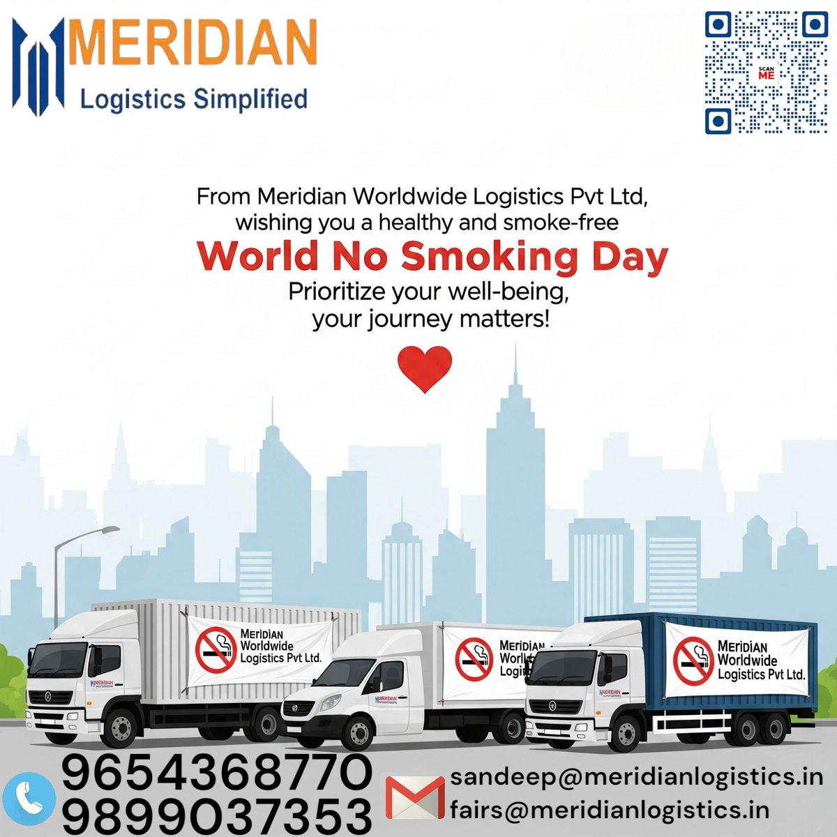 MeridianLogs's tweet image. No Smoking Day is about making healthy choices! At Meridian Logistics, we're committed to a safe and healthy environment for our team and for everyone on the road. Let's all choose health and a smoke-free future! #NoSmokingDay #HealthAndSafety #Logistics #SmokeFree