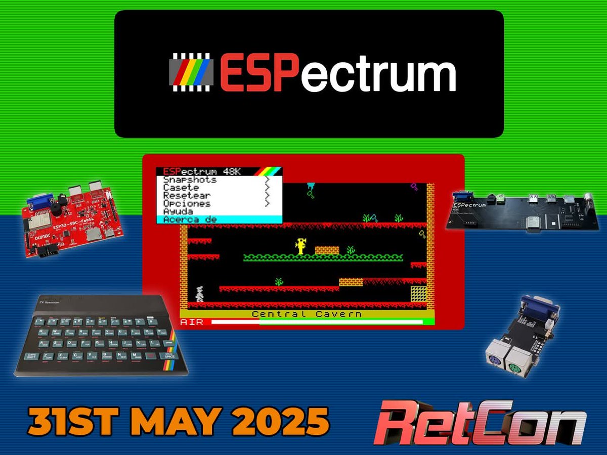 ZX_ESPectrum's tweet image. Hoy se celebra la RetCon 2025 en Londres y ESPectrum estará presente de la mano de Carlo Brini AKA @dopierrex , nuestro representante en UK 🥳

También hay representación española gracias a los chicos de la @auamstrad que han volado hasta allí 👏