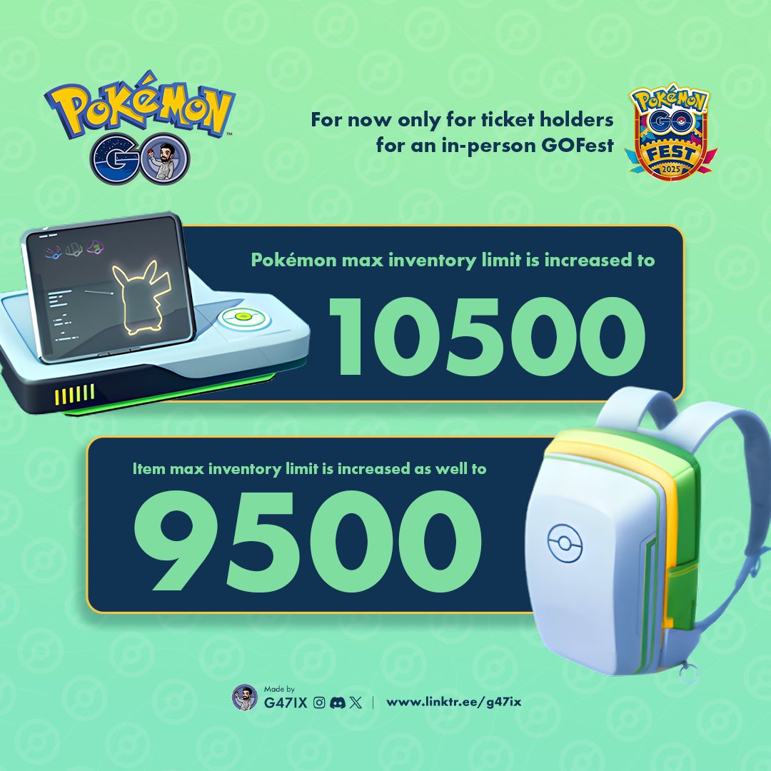 The storage limit has been increased to 10500, and the item bag limit has been raised to 9500! 📦