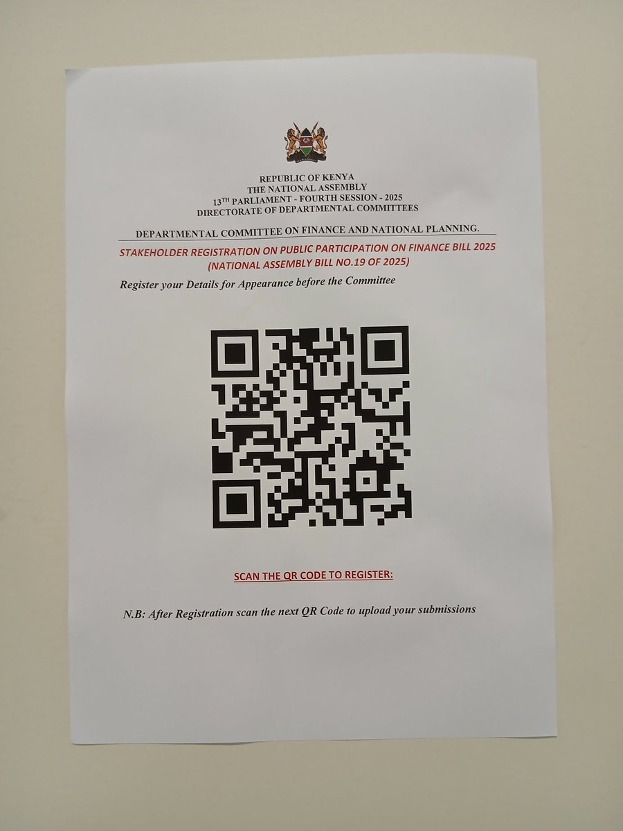 If you’re planning to give a presentation on #FinanceBill2025 before the Committee and have a written submission to go along with it, please make sure to register and upload your documents using the links below.

Registration: forms.gle/azsFV3KW5uHYUt…

Submissions: