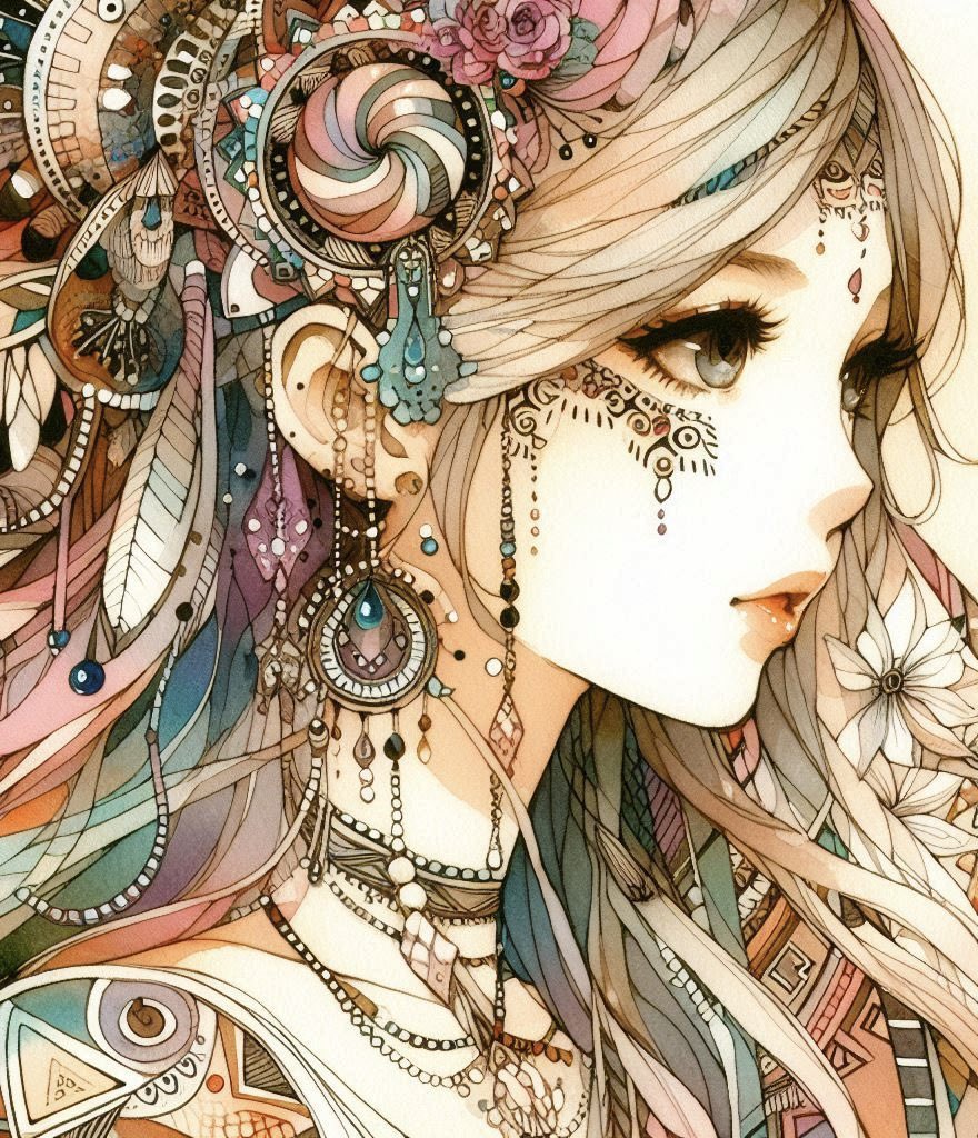 Tribal Art.で作った女の子🤍
髪飾りがきれい✨