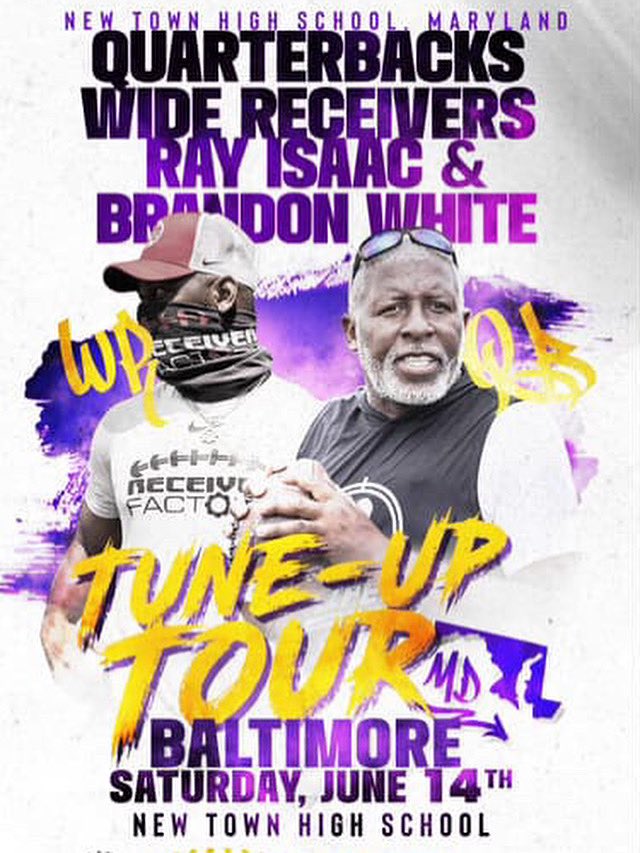 Real QB &amp; WR training — not a combine. Not a showcase.
The Tune-Up Tour hits Baltimore on June 14th at New Town High School.
High school and middle school athletes train Saturday. Youth session runs Sunday morning.

Led by QB coach Ray Isaac of Sniper School.