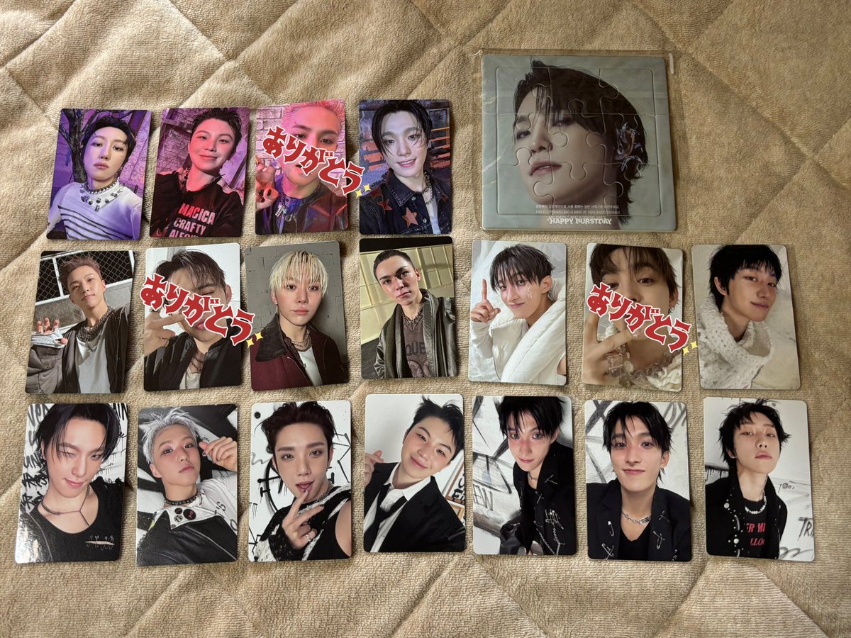 3inyoo's tweet photo. SEVENTEEN セブチ トレカ パズル HAPPY BURSTDAY HBD 交換 weverse 特典交換

譲　画像

求　💕以外のウォヌトレカ、パズル

郵送希望です✉️
交換可能な方おられましたらお気軽にお声掛けください⭐️ https://t.co/7Zu41bsuwY