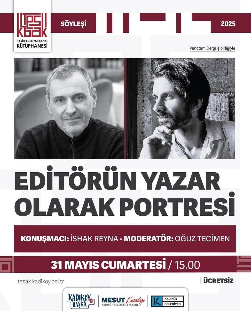 İshak Reyna ile Oğuz Tecimen'in söyleşisi bugün 15.00'da Kadıköy Tesak'ta. Reyna'nın, Tuşların Kardeşliği, Azınlık ve Kitapların Yolculuğu eserlerinden hareketle otobiyografik kurmacalar ve profesyonel okurluk gibi temalara uzanan bir sohbete eşlik edeceğiz. Davetlisiniz.⛺️