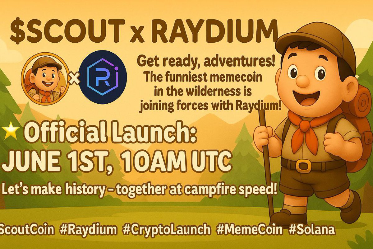 TheCartelSignal's tweet image. $SCOUT is launching on Raydium!

Get ready to join the most fun and fearless memecoin movement in the crypto wilderness! 🌲🔥
Don’t miss the launch — this is just the beginning of our grand adventure! ⛺🧭

x.com/scoutcoin_