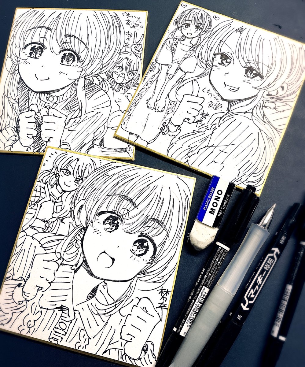 色紙を追加で3枚描きました。あともうちょっと増えます🌻🦜 