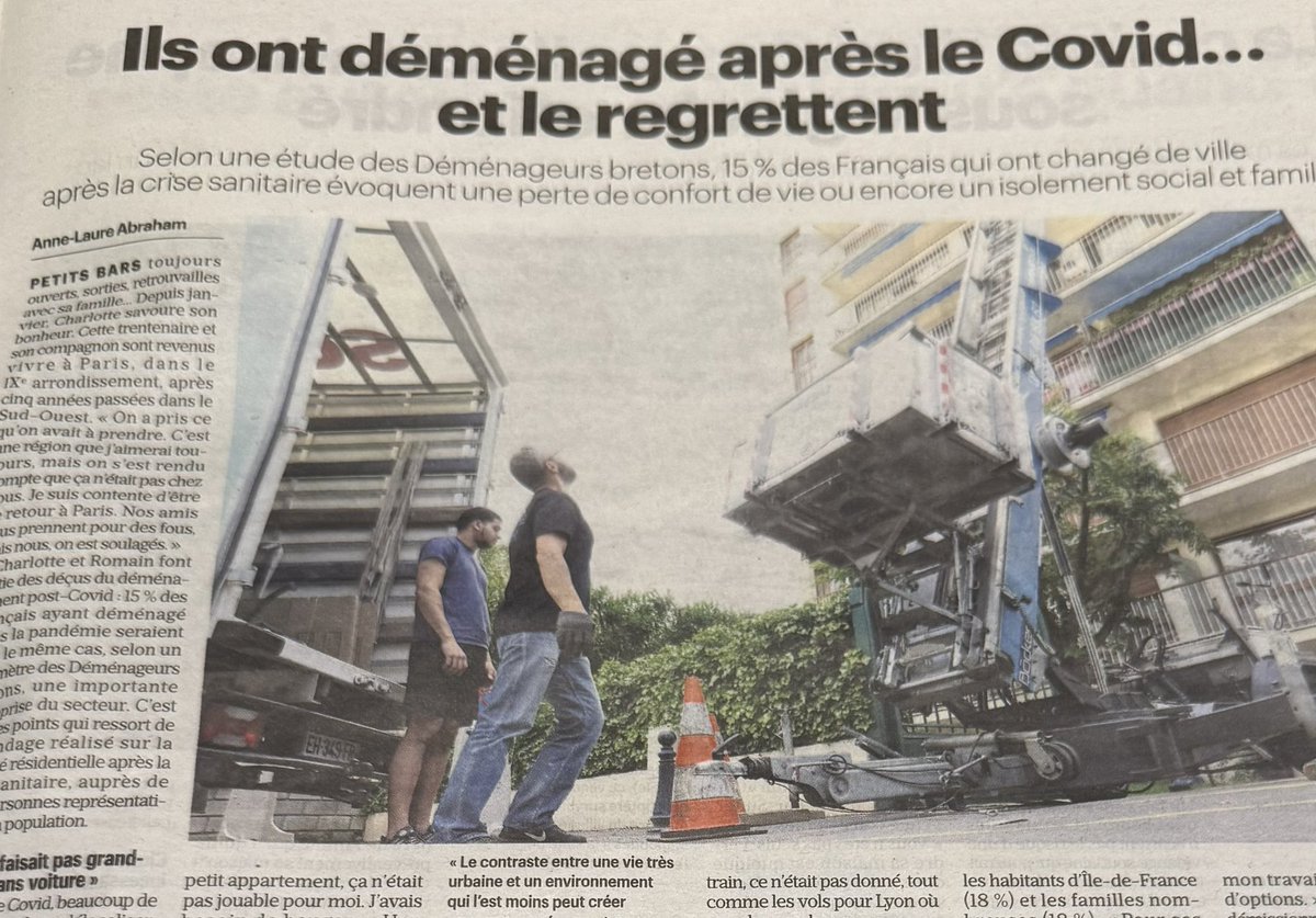 Ils ont déménagé après le #Covid et le regrettent.
💡La pandemic relocation qui a touché la #France &amp; les #USA promettait une vie meilleure ailleurs.
📌 aujourd’hui beaucoup constatent que l’espace ne remplace pas un écosystème, une vie sociale ou une opportunité professionnelle.
