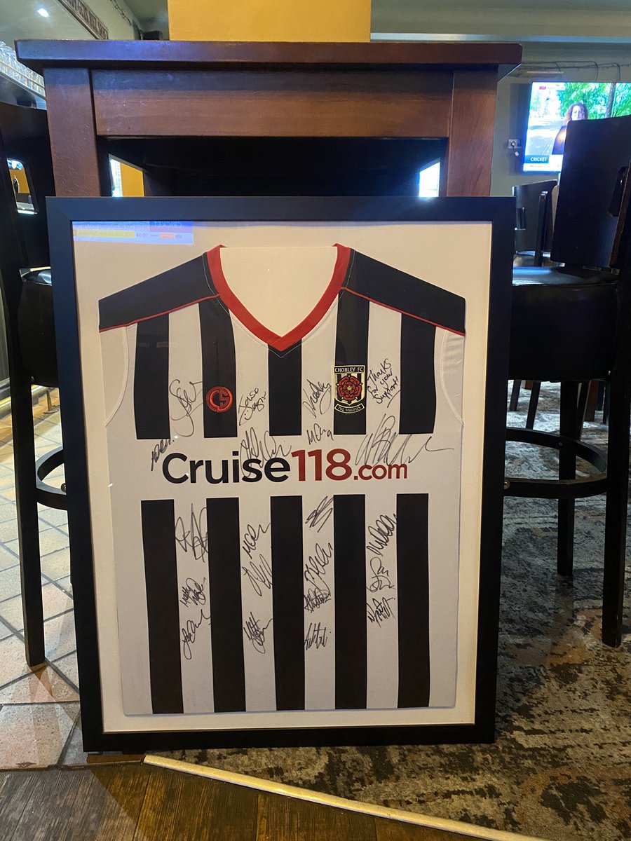 FREE TO A GOOD HOME! Signed <a href="/chorleyfc/">Chorley FC</a> shirt all framed up, must collect from my boozer The Crown Chapel St PR7 1BW. <a href="/chorleyawaydays/">Chorley awaydays</a> <a href="/ChorleyFcWomen/">ChorleyFcWomen</a> <a href="/chorleywomenfc/">Chorley Women FC</a> and have a couple pints whilst your here! 😉