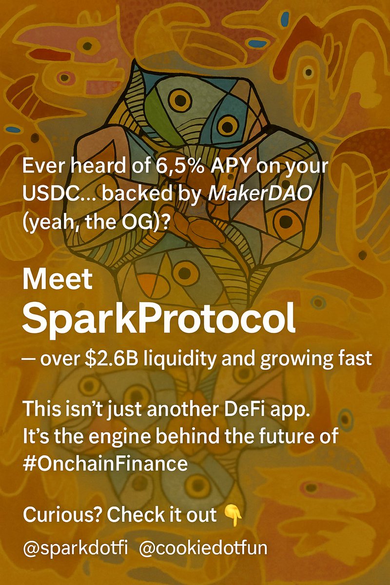 minoo_art's tweet image. Gm fam👋
Ever heard of 6.5% APY on your USDC… backed by MakerDAO (yeah, the OG)?
Meet #SparkProtocol — over $2.6B liquidity and growing fast 🚀
This isn’t just another DeFi app.
It’s the engine behind the future of #OnchainFinance.
Curious? Check it out 👇
@sparkdotfi…
