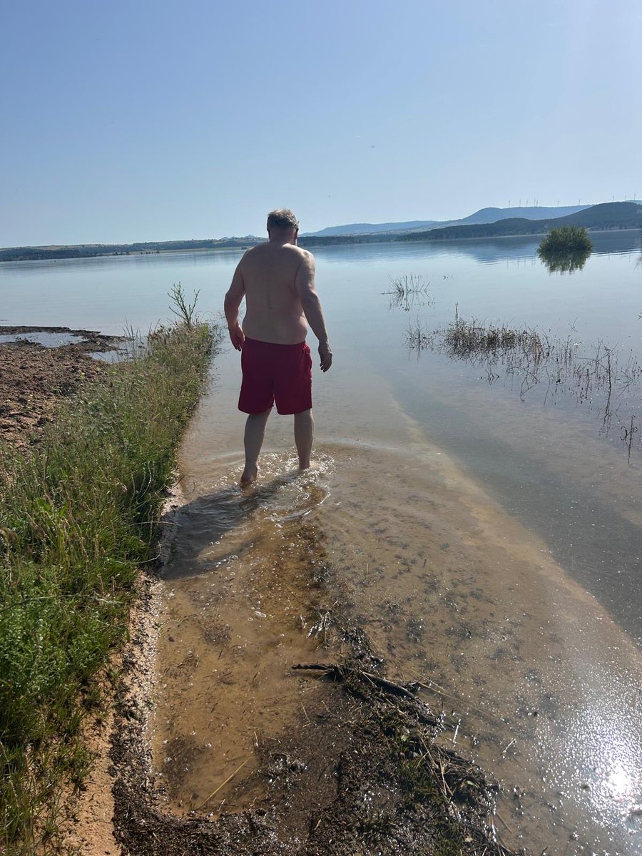 First swim this year in the lake at our village in Cuenca. At 70% of capacity, 15% a year or so ago.