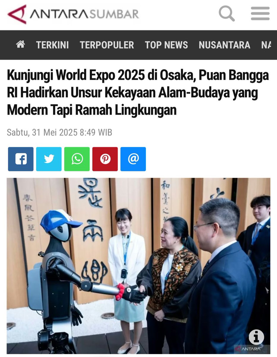 Ketua DPR RI Puan Maharani mengunjungi acara Wolrd Expo 2025 di Osaka, Jepang

“Saya berharap dengan Wolrd Expo 2025 membuat citra Indonesia semakin meningkat di dunia internasional. Kita juga bisa belajar dari negara-negara lain,” sebut Puan.

Menurut Puan, ajang Wolrd Expo