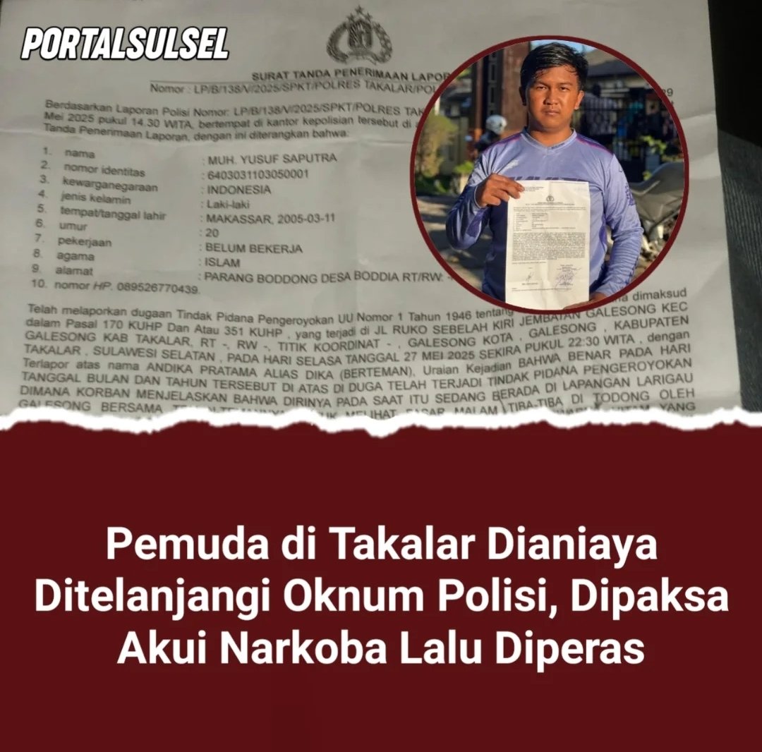 Kelakuan Isilop Benar-benar MEMUAKAN😡

Pemuda Sulsel Disiksa Oknum Polisi, Keluarga Dipalak Rp15 Juta untuk Pembebasan

"Saya lagi nongkrong, tiba-tiba sekitar enam orang datang dan menodongkan senjata ke kepala saya. Mereka langsung memukuli saya. Salah satunya saya kenali,