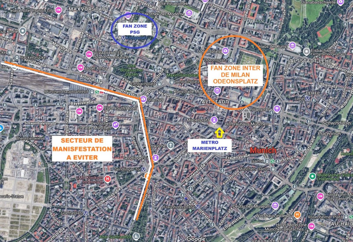 Attention pour les présents à Munich aujourd’hui. Il y a une grosse manifestation d’extrême-droite et donc des quartiers à éviter.
