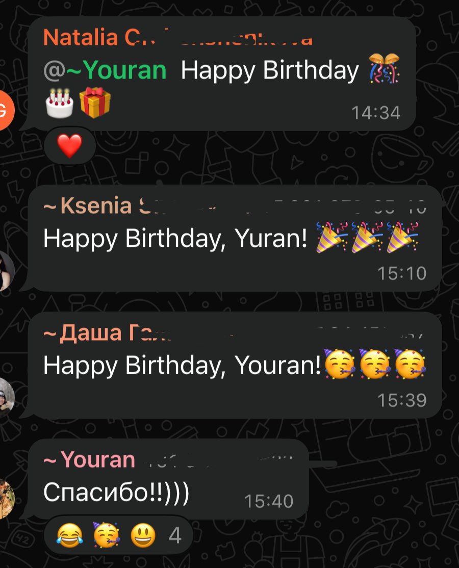 Русскоязычный состав чата поздравляет единственного не русскоязычного чувака в команде)