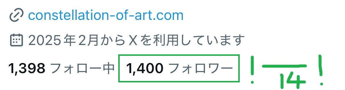 みなさん、今週もたくさんのいいね・フォロー、ありがとうございます！

フォロワー様1400人の記念写真も、忘れないうちにご報告です。

みなさんとのつながりが星座のようになったらいいなという希望が、だんだんと形を成してくるようでとても嬉しいです。

これからもよろしくお願いいたします。