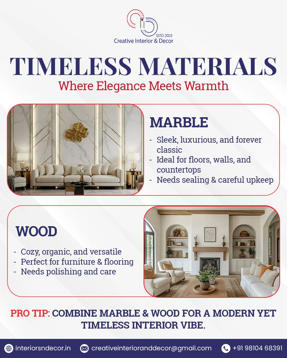 InteriorsnDecor's tweet image. Elevate your space with timeless materials that never go out of style.

Marble for that sleek, luxurious touch — wood for warmth and natural beauty.

 #creativeinterior #decor #interiordecor #timelessmaterials #marblewoodcombo #luxuryinteriors #warmdesign #interiordesigninspo