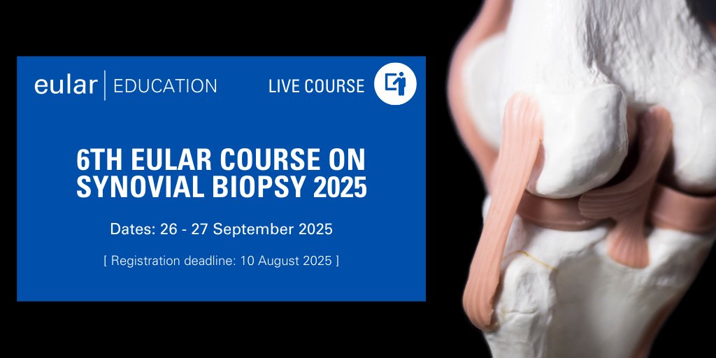 eular_org's tweet photo. 💡Join the 6th EULAR Course on Synovial Biopsy 2025.
📅26-27 September 2025
📍Barcelona, Spain
🔔Registration deadline: 10 August 2025
Register here 👉 https://t.co/s9h5vSpz12
#EULAR #eularEDUCATION #Rheumatology https://t.co/pr7rfeHY7e