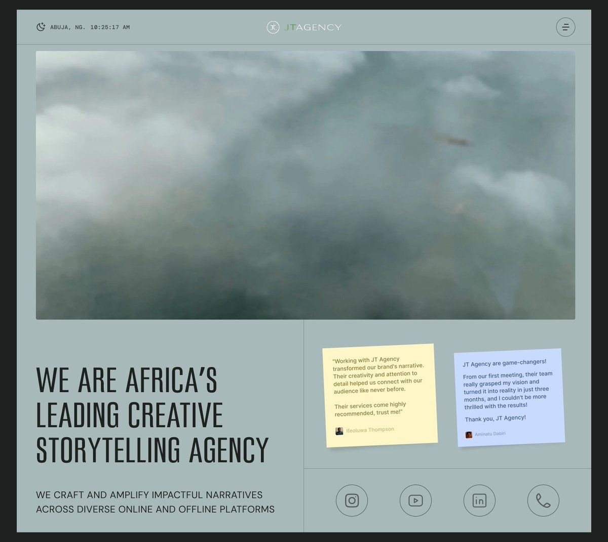 • 🆕 project w/ <a href="/TeamRvysion/">Rvysion Studio</a>. 

🧵

The idea for the hero section is to shapeshift as you scroll, so the video reel becomes visible from right to left.

The H1 copy is audacious ngl. I had to include testimonials to back it up 😉.