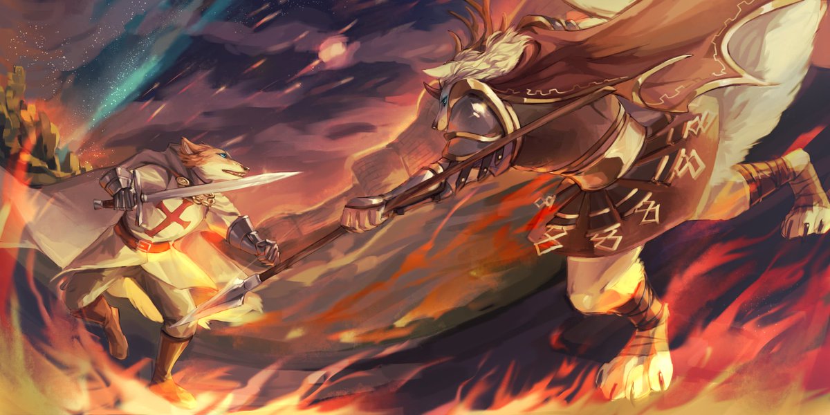 Hic locus non est tui,  
Hodie dies non est tibi.

The knights of the Fourth Crusade have crossed over to Trajan-era Rome...

Artist：<a href="/Skifall_912/">Skifall🎆</a> 
Fox：<a href="/Wortmund_Vance/">狐陌炎</a>