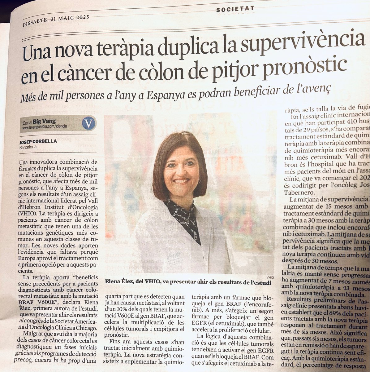Manel Esteller (@manelesteller) on Twitter photo Bona noticia per tractar el #càncer de #colon amb mutació al gen BRAF, un magnífic exemple de medicina personalitzada liderat per @elena_elez <a href="/VHIO/">Vall d’Hebron Institute of Oncology (VHIO)</a> Bona noticia per tractar el #càncer de #colon amb mutació al gen BRAF, un magnífic exemple de medicina personalitzada liderat per @elena_elez <a href="/VHIO/">Vall d’Hebron Institute of Oncology (VHIO)</a>