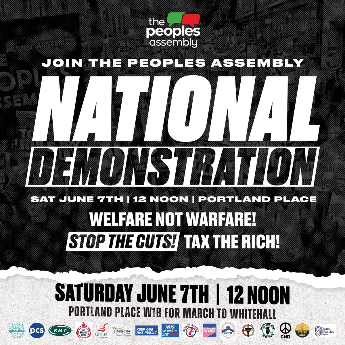 UNISON - UK's largest union (@unisontheunion) on Twitter photo šØ NEXT SATURDAY 7 JUNE - Join us on the National Demonstration
š° Tax hidden wealth
š„ Fund public services
š· Fair pay
š„ Investment in communities and the NHS
šļø Saturday 7 JuneĀ
š London. Portland place W1B for march to Whitehall
<a href="/pplsassembly/">People's Assembly</a> šØ NEXT SATURDAY 7 JUNE - Join us on the National Demonstration
š° Tax hidden wealth
š„ Fund public services
š· Fair pay
š„ Investment in communities and the NHS
šļø Saturday 7 JuneĀ
š London. Portland place W1B for march to Whitehall
<a href="/pplsassembly/">People's Assembly</a>