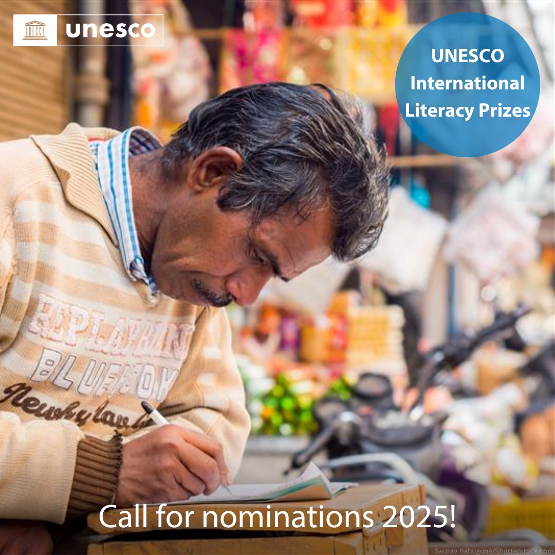 Literacy opens doors, to opportunity, inclusion, and lifelong learning.

That’s why UNESCO is calling on individuals and organizations that are advancing effective literacy practices to apply for the 2025 International Literacy Prizes.

👉 unesco.org/en/prizes/lite…