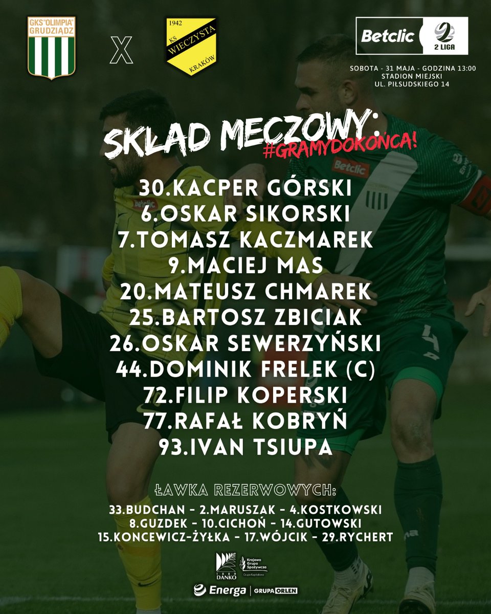 Tak gramy dzisiaj z <a href="/wieczysta/">KS Wieczysta Kraków</a> ⤵️
