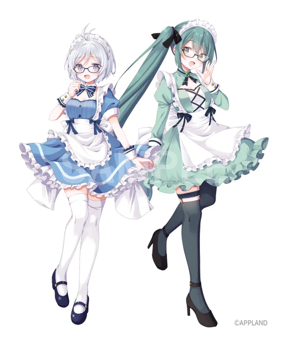 【執事眼鏡 eyemirror × 電脳少女シロ・神楽すず コラボ眼鏡】 キービジュアルイラストを描かせていただきました おしゃれなコラボ眼鏡店舗では等身大パネルも展示中です! #シロすず眼鏡