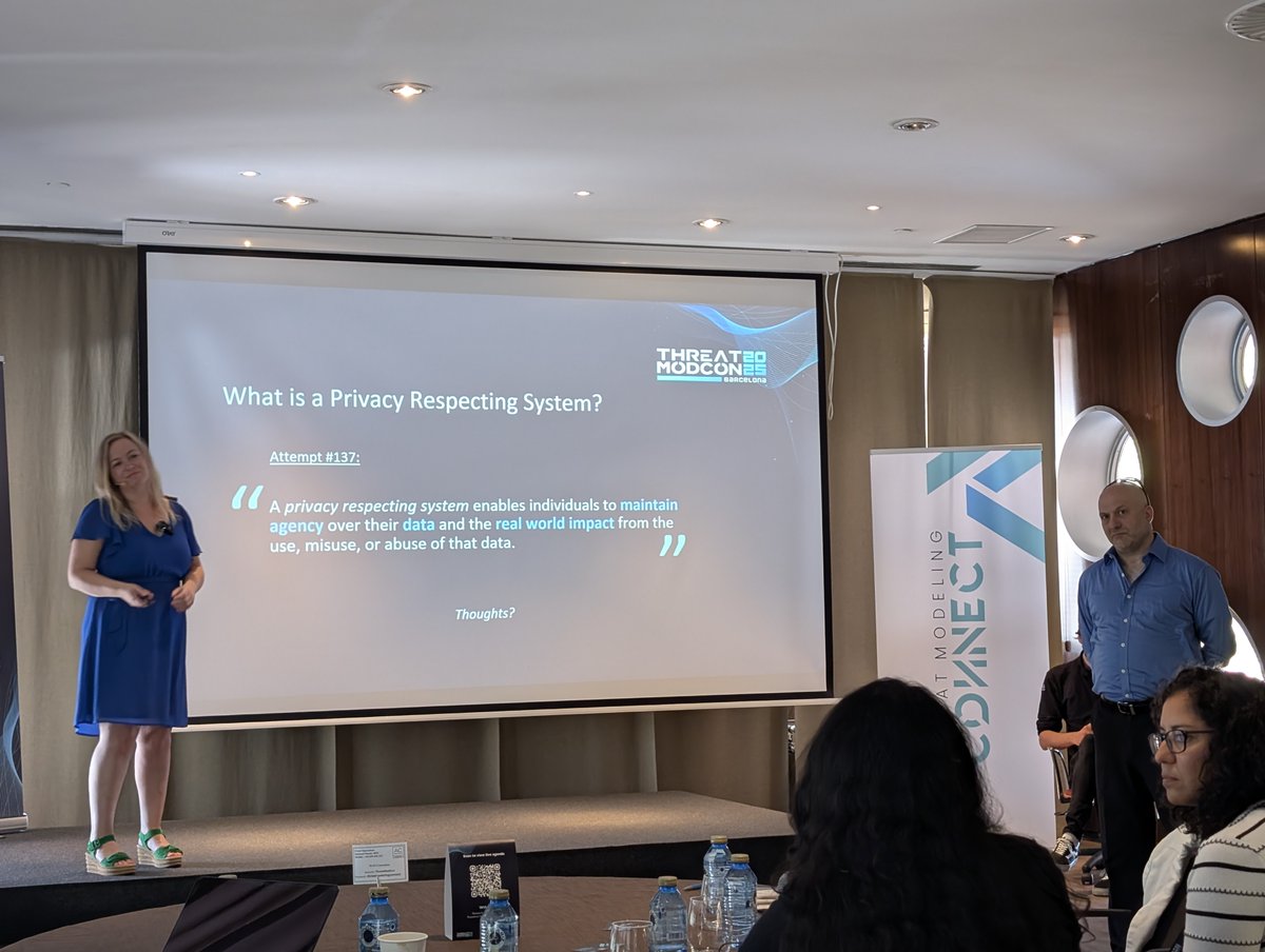 Privacy time at Threat Modeling Con with <a href="/sec_tigger/">Avi Douglen</a> and <a href="/Wuytski/">Kim Wuyts</a> ! (Check out that definition - ever wondered what a good, modern definition of privacy might be?)