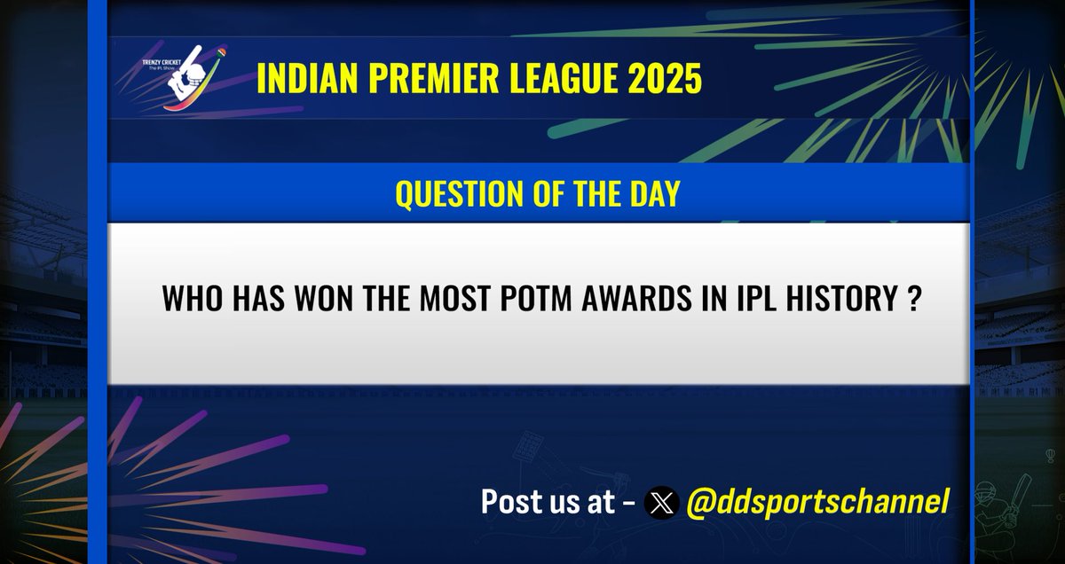 ddsportschannel's tweet image. How well do you remember the post match presentations? Take our IPL quiz of the day! 

#IPL2025 #IPLContest