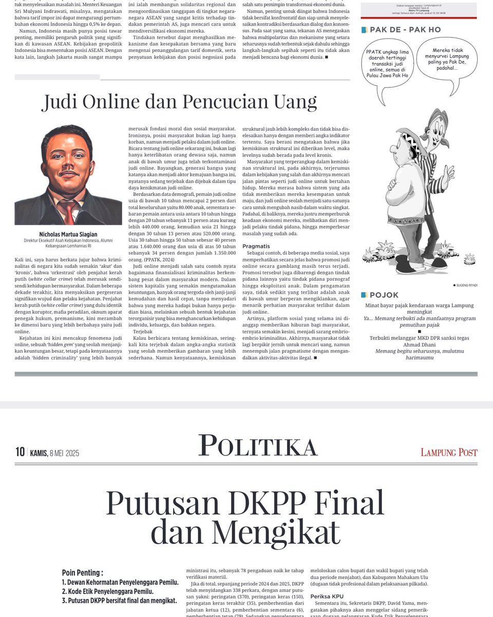 nicholasmartua's tweet photo. @radixhidayat Saya pernah jelaskan bahwa di tiktok akun-akun yang terindikasi “ga jelas”, kasih gift dengan nilai yang sangat fantastis, bisnis yang tiba-tiba besar, dan segala macam bentuk menyamarkan aset, tidak lepas dari afiliasi judi online. 

Link opini selengkapnya ada di bio saya 🙏 https://t.co/Rkfpj68AUq
