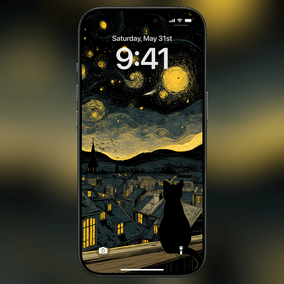 on_lockscreen's tweet photo. Starry Night Cat Vibes 🌌🐾 https://t.co/tAEjvCPVGg