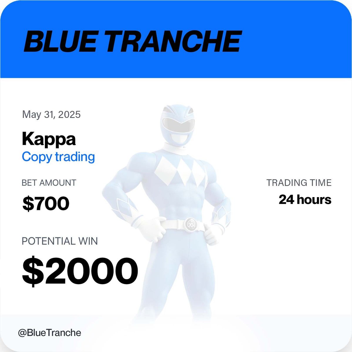 🔵 Blue Tranche unlocks elite trading strategies for everyone.

With a 💰 $700 allocation into Kappa | CopyTrading, users can earn up to $2,000 in just 24 hours — all by leveraging high-performance bots like AIXBT.

Copy the experts. Reap the gains.

Powered by <a href="/TrancheVest/">TrancheVest ®</a>