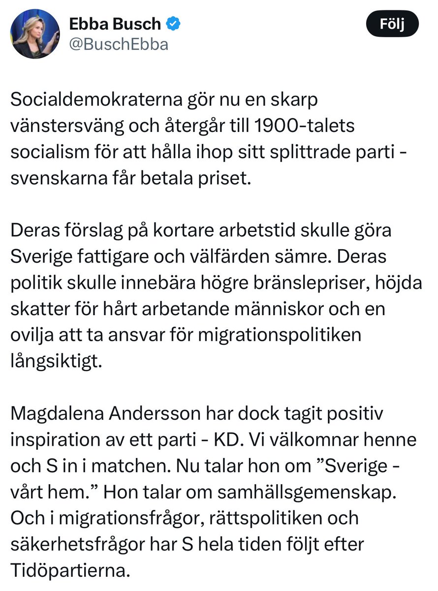 ”Sossarnas politik suger, och förresten härmar de oss”