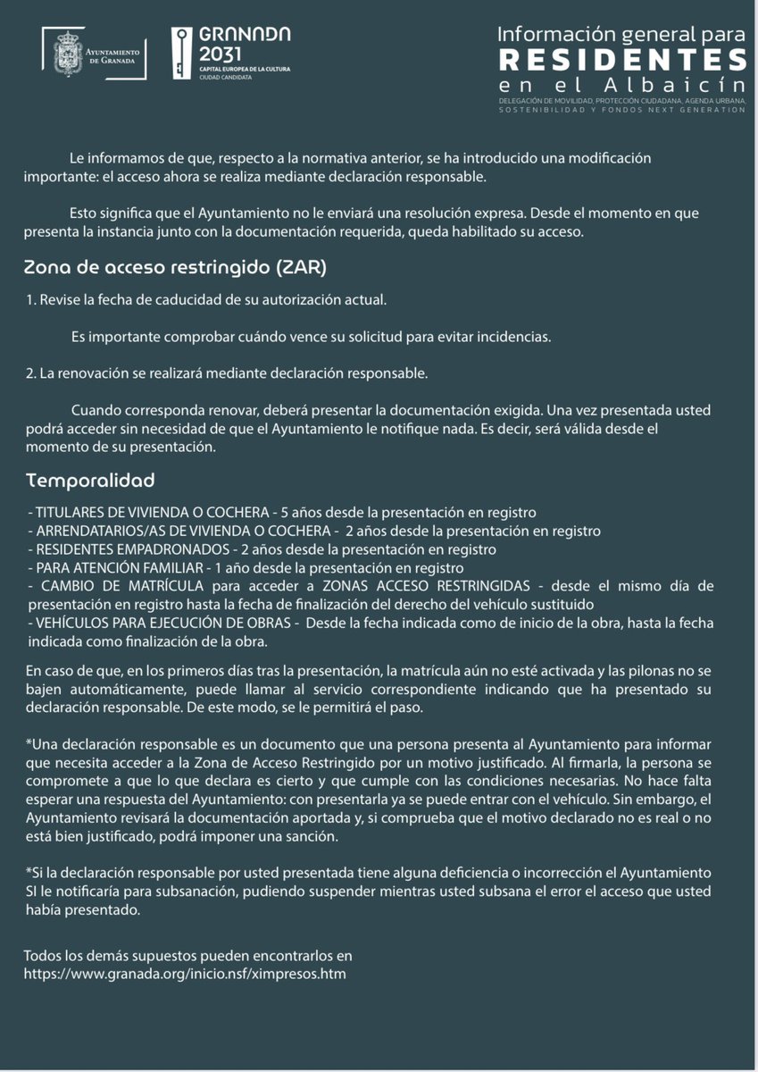 Seguimos trabajando y dando pasos, vecinos y concejalía de movilidad avanzamos en los temas que afectan a nuestro distrito Albayzin. La concejalía agiliza los trámites para el acceso de residentes. Una petición muy demandada por los vecinos que dan vida a nuestro barrio. Info 👉