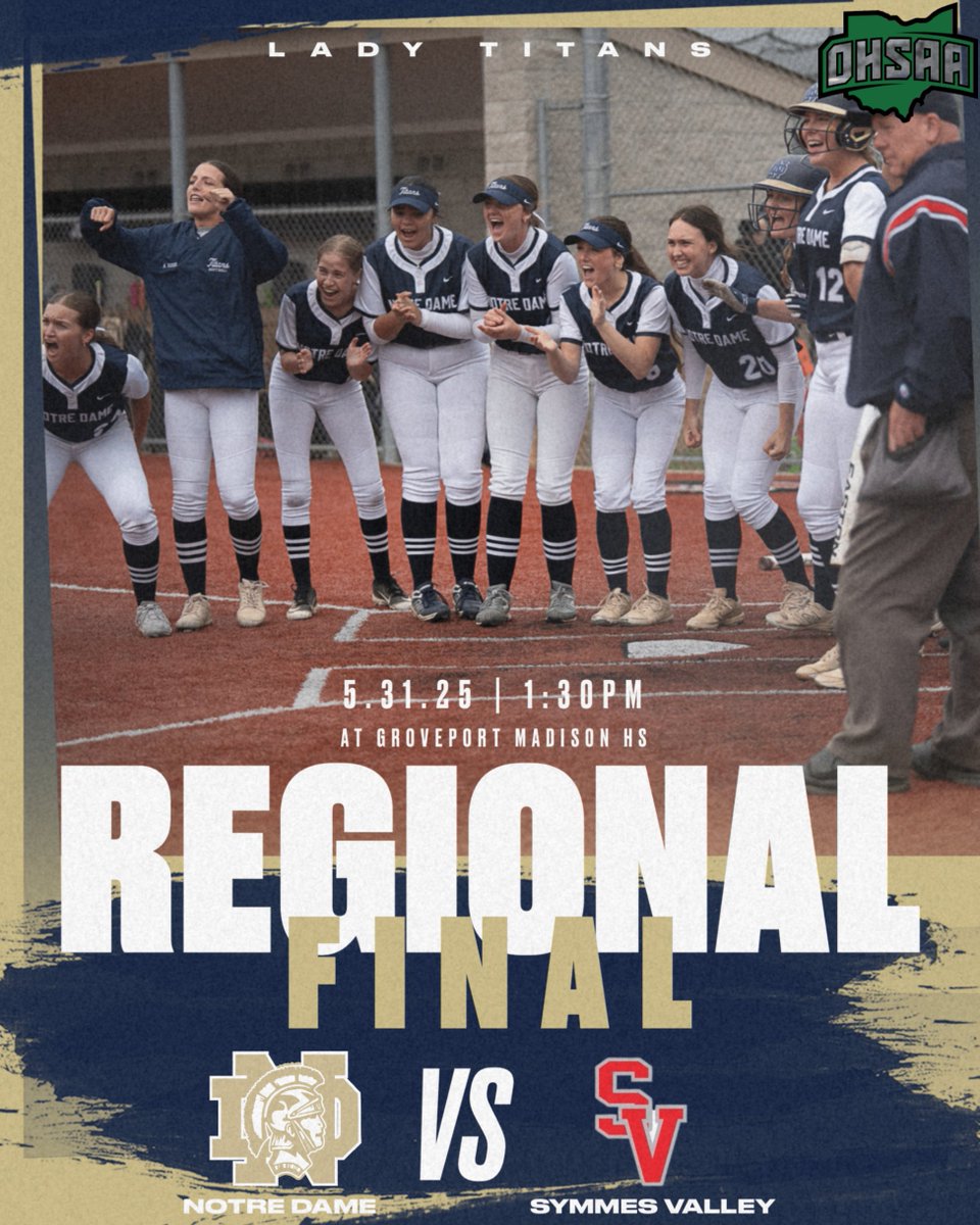 ND_LadyTitans's tweet photo. REGIONAL FINAL
🆚@SVHS_VikingsSB
🏟️ @Athletics_GMHS
⏰ 1:30PM
🚩 Columbus, OH
📺 @SOSAOhio 
🎟️ https://t.co/HYAbnsckJ8
#FIGHT #4EACHOTHER #BRINGTHENOISE https://t.co/uA6LzLGflO