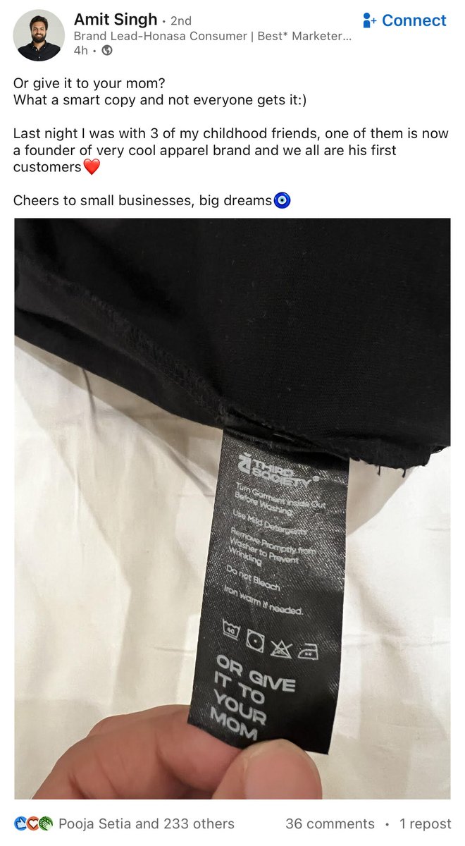 I'm all for cheering and supporting the big dreams of small businesses, but how is "Or give it to your mom" in washing instructions 'smart'? Isn't it stereotypical and regressive?