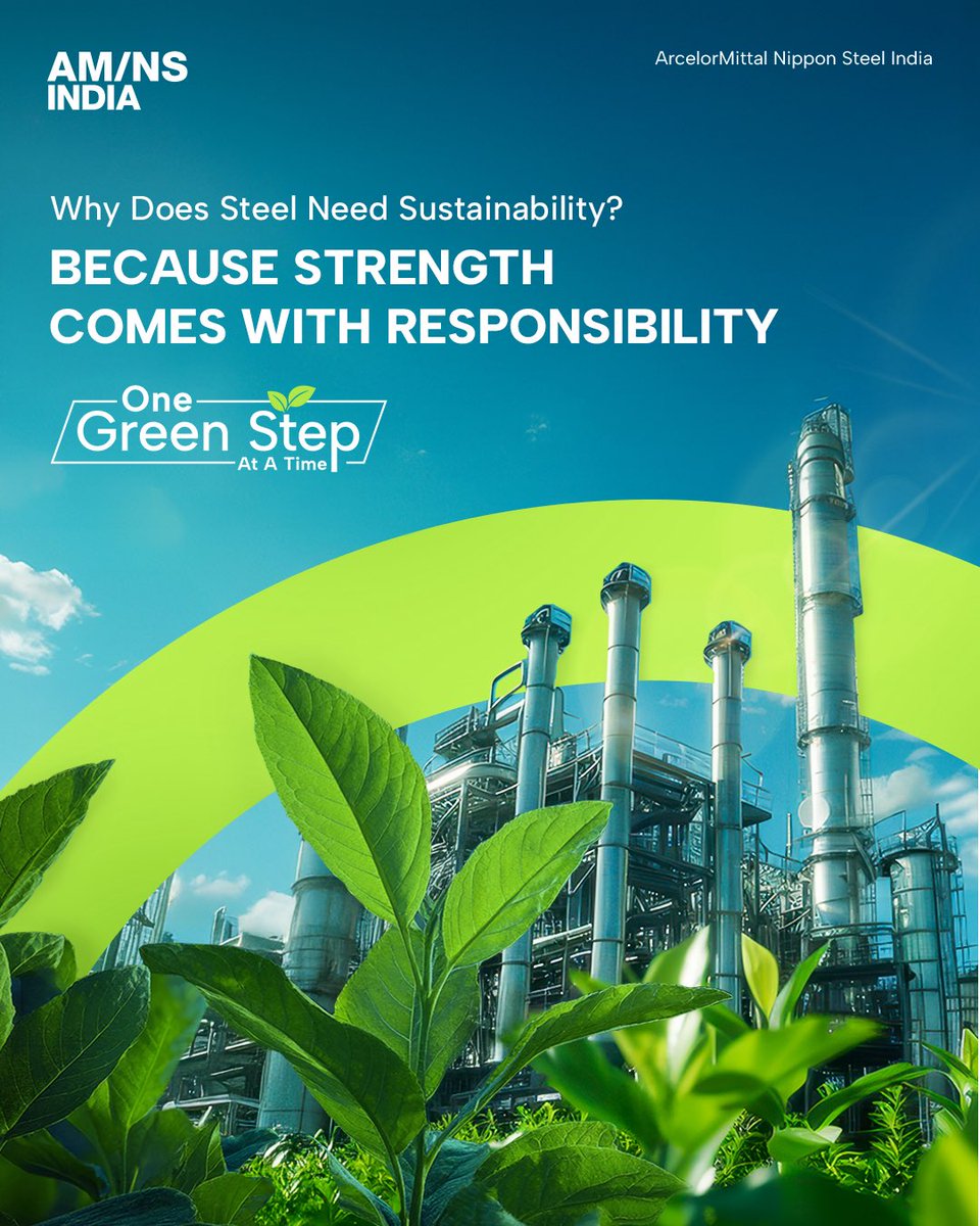 AMNSIndia's tweet photo. Steel is the backbone of modern progress.
At AM/NS India, sustainability isn’t an add-on. It’s at the heart of how we operate, innovate, and lead. Because building the future means protecting what sustains it.
#EnvironmentDay #GreenSteel #SteelForFuture https://t.co/k0v0EO7sT1
