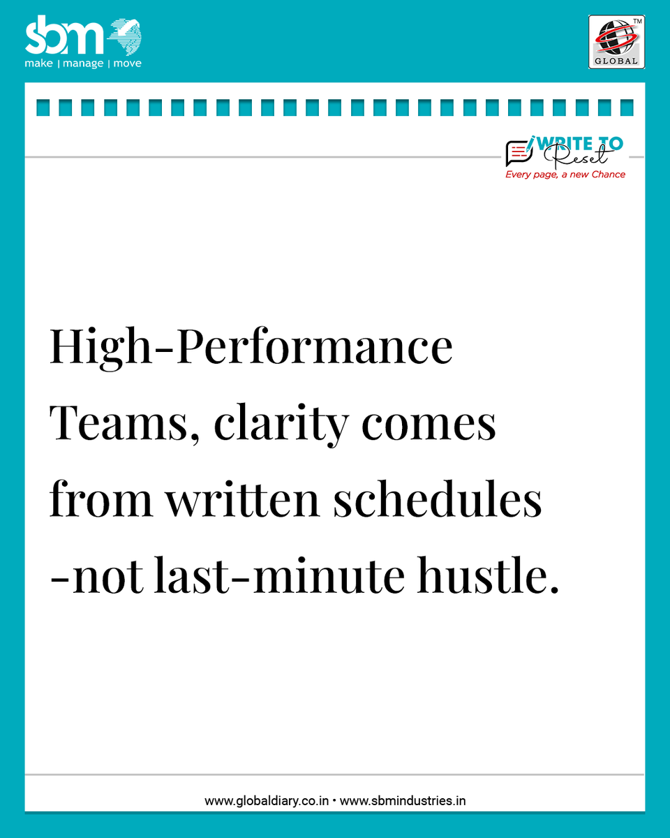 sbm_industries's tweet image. In high-performance teams, clarity isn’t improvised—it’s written.
📖 Planners turn panic into preparedness.
When priorities are on paper, teams lead, not chase.
Join @SBM_Industries in the #WriteToReset campaign.
Every page, new chance.
#SmartWorkTools #TeamPlanning